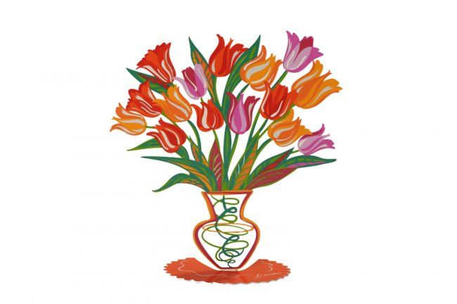 「Tulips 3」というタイトルの彫刻 Zlochinによって, オリジナルのアートワーク, ミックスメディア