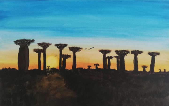 Painting titled "Baobab" by Zo Sanadi, Original Artwork, Acrylic