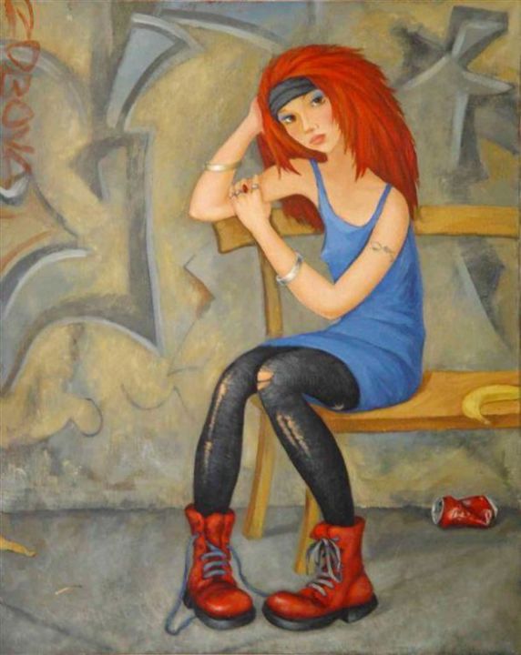 Painting titled "Lucy" by Marina Zobova, Original Artwork, Oil