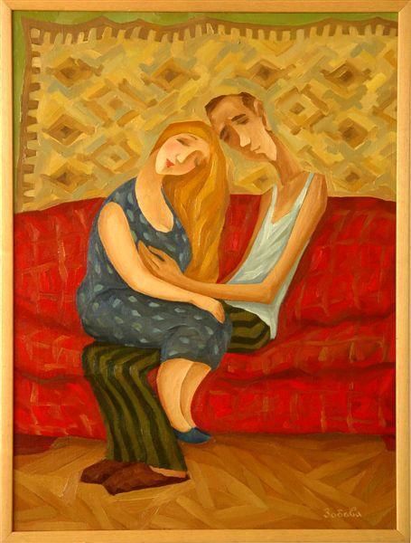 Painting titled "Tenderness" by Marina Zobova, Original Artwork, Oil