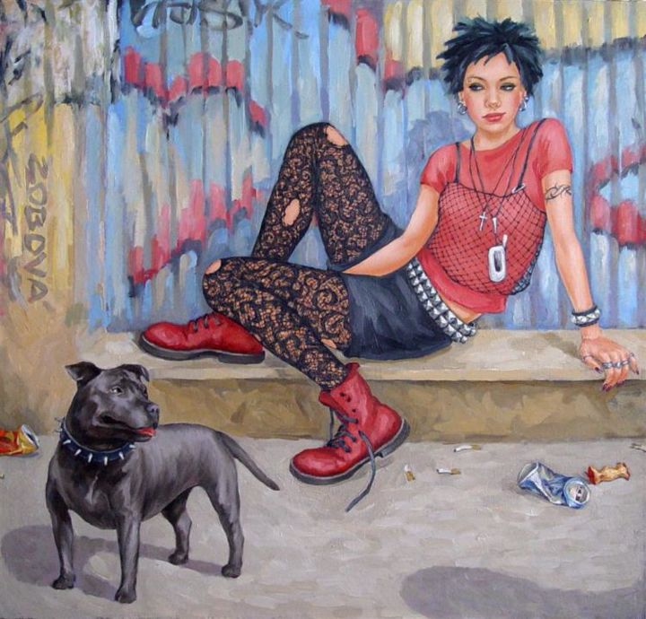 Картина под названием "Sweetie" - Marina Zobova, Подлинное произведение искусства, Масло