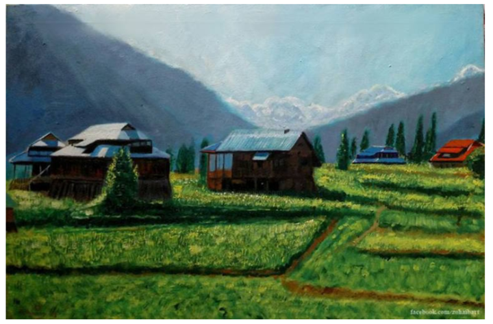 Painting titled "Kashmir Landscape P…" by Zohaib Ahmed Zohaib, Original Art, Acrylic