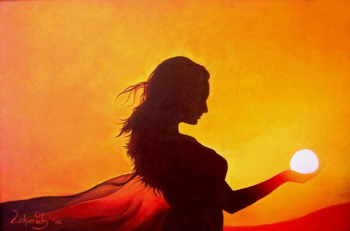 Painting titled "Beautiful Girl in S…" by Zohaib Ahmed Zohaib, Original Art, Acrylic