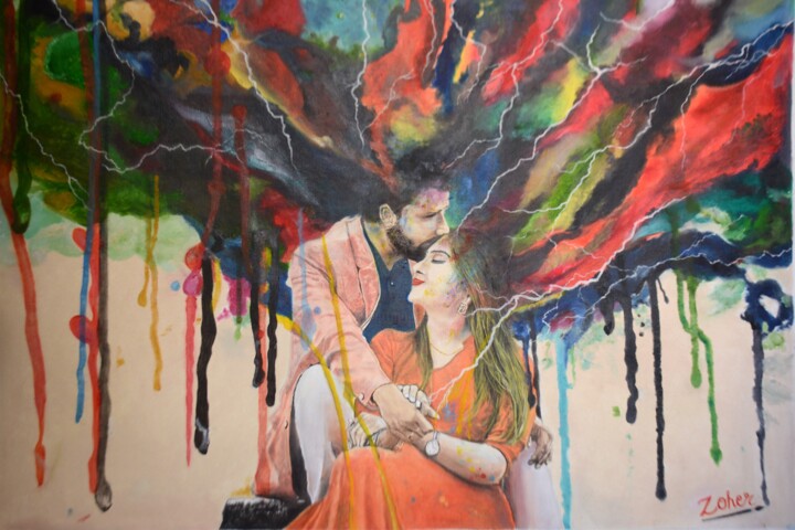 Painting titled "Colours of Love" by Zoher Husain Shafique, Original Artwork, Acrylic