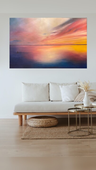 Malerei mit dem Titel "Sunset" von Zohreh.A, Original-Kunstwerk, Öl