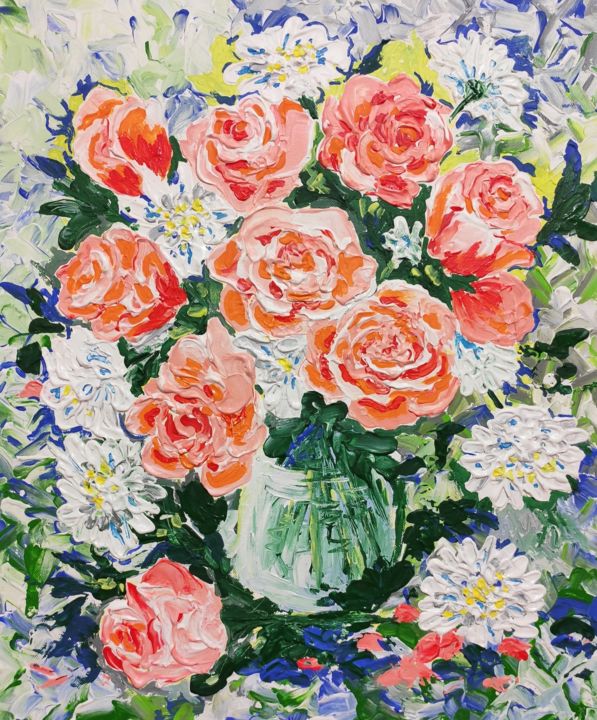 Painting titled "Bouquet of tenderne…" by Artzoia Zoia Vlascitkaia, Original Artwork, Acrylic