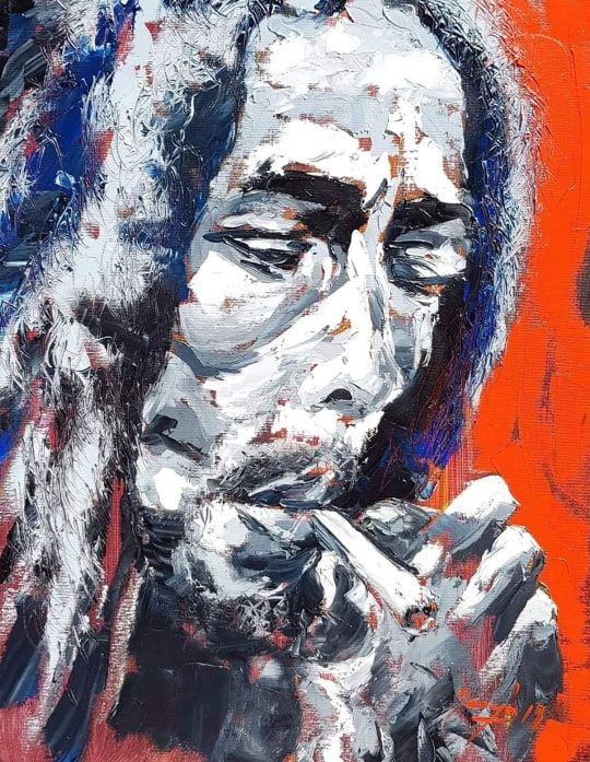 Schilderij getiteld "Bob Marley" door Zoltán Jancsó, Origineel Kunstwerk, Olie