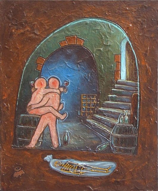 Peinture intitulée "Les amants diaboliq…" par Zombilix Centre D'Études Zombiques, Œuvre d'art originale, Huile