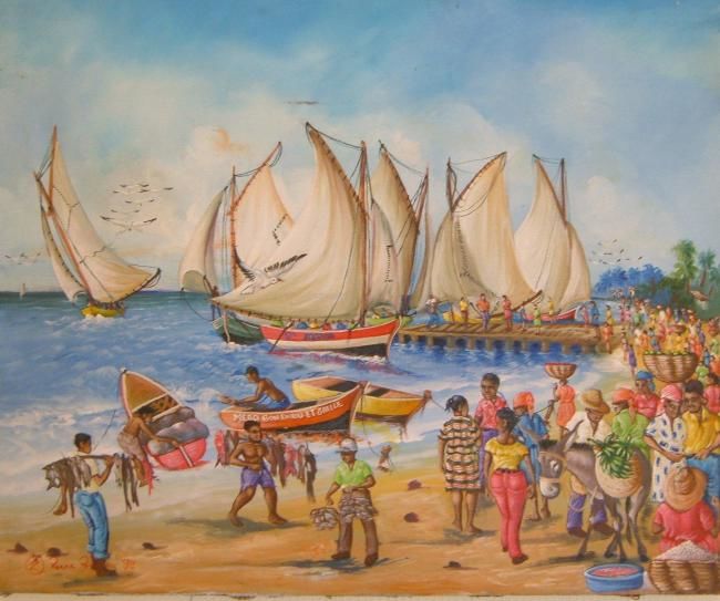 Peinture intitulée "Le port" par Zomo, Œuvre d'art originale