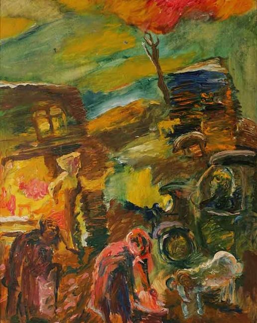 Картина под названием "На ферме" - Юрий Цыганов, Подлинное произведение искусства