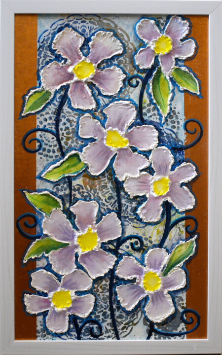 Painting titled "Flower wall painting" by Zora, Original Artwork, Acrylic