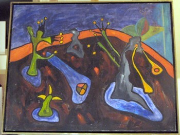 Malerei mit dem Titel "metaphysic landscape" von Zoran Komatinović, Original-Kunstwerk