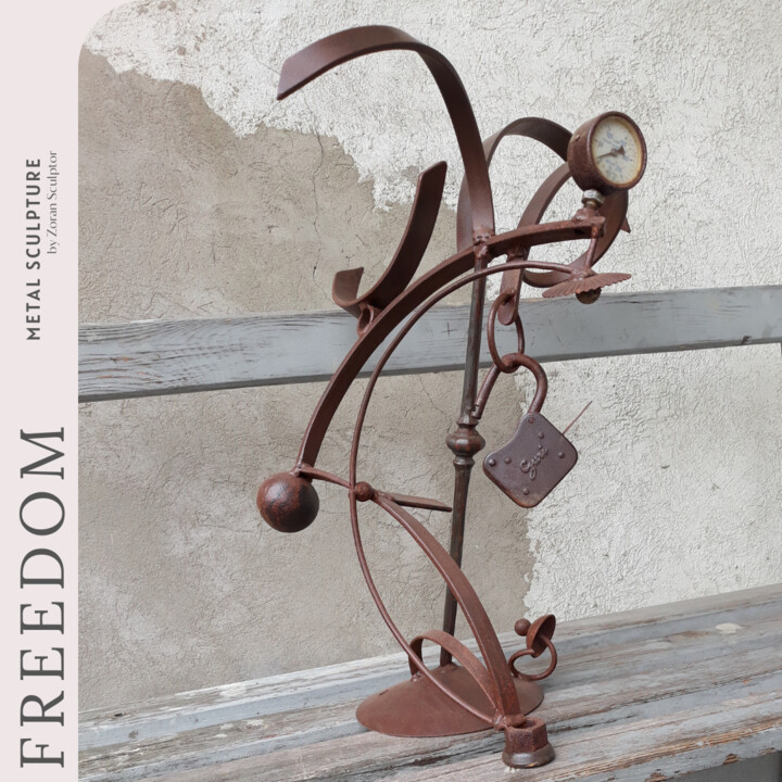 Sculpture titled "FREEDOM _ Oryginal…" by Zoran Sculptor, Original Artwork, Metals