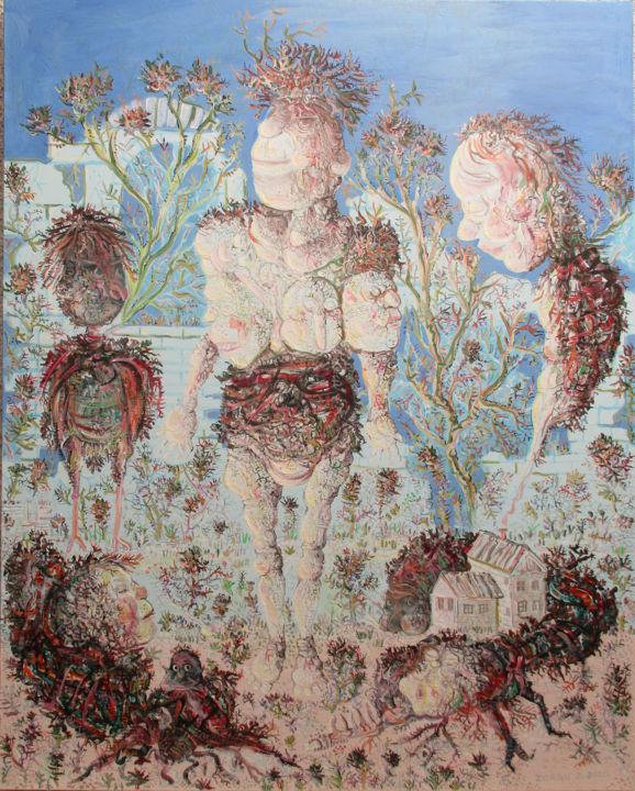 Картина под названием "THE CHEROKEE INDIJAN" - Zoran Zugic, Подлинное произведение искусства, Акрил Установлен на Деревянная…
