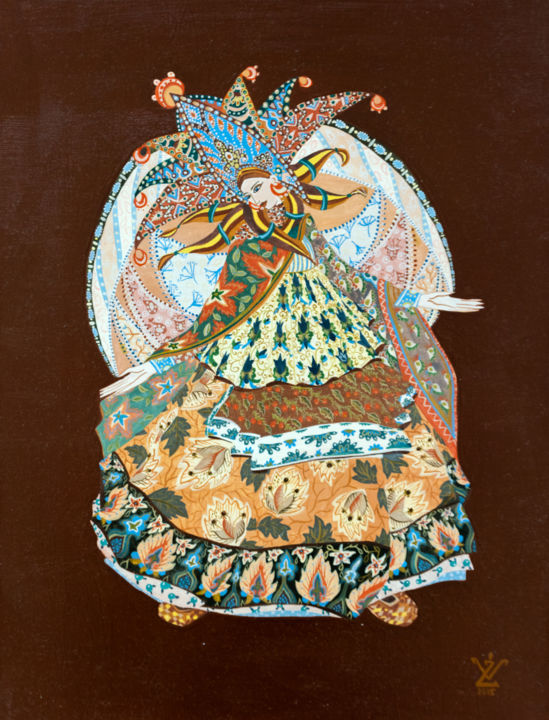 Painting titled "Царевна Лягушка" by Veronika Zotova, Original Artwork, Tempera Mounted on Wood Stretcher frame