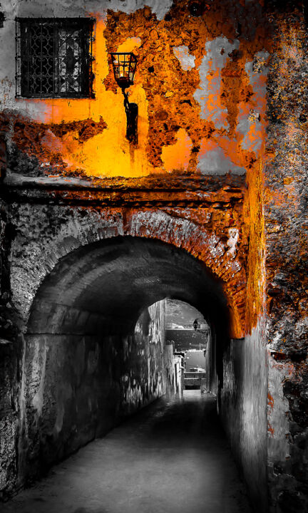Photography titled "Golden street" by Zouhair Ibergaz, Original Artwork, Manipulated Photography