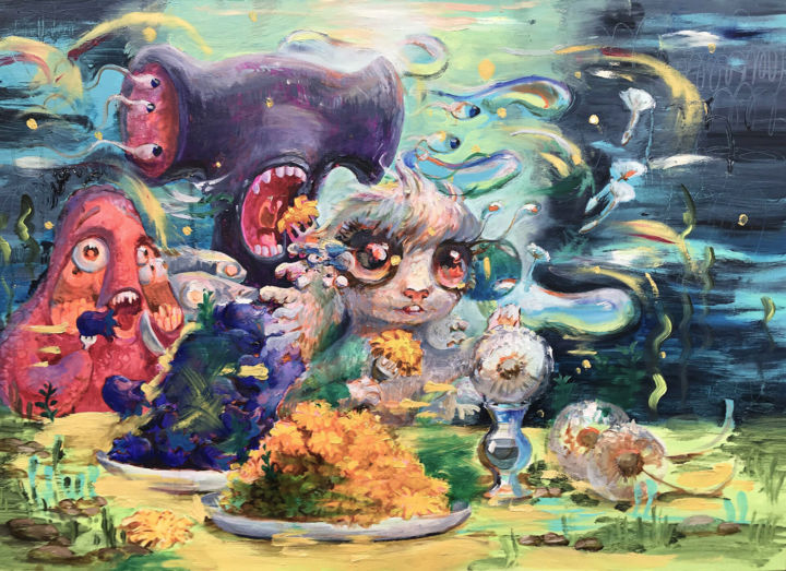 Painting titled "Surreal oil paintin…" by Zoya Koinash, Original Artwork, Oil