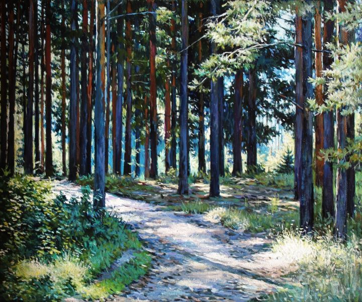 Peinture intitulée ""Солнечный лес"" par Sergei Zozulia, Œuvre d'art originale, Huile