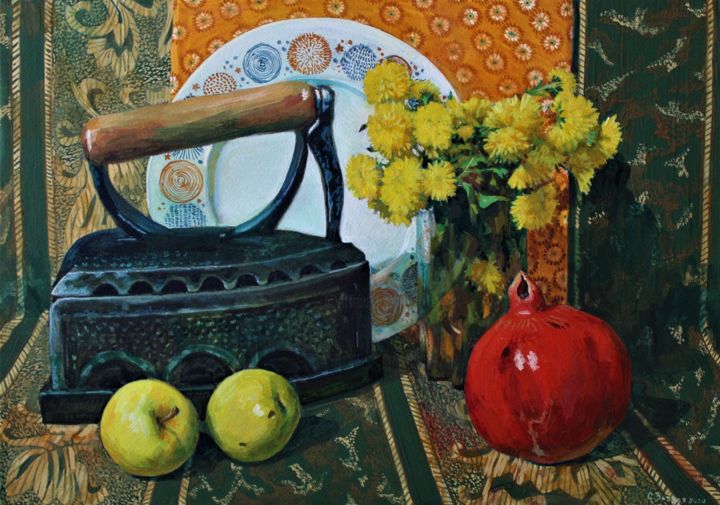 Schilderij getiteld ""Старый утюг"" door Sergei Zozulia, Origineel Kunstwerk, Gouache