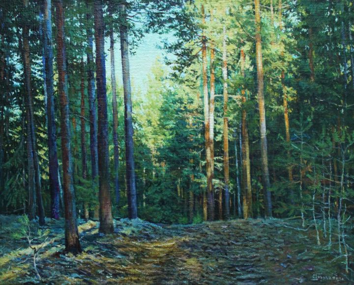 Painting titled ""Лето в лесу"" by Sergei Zozulia, Original Artwork, Oil