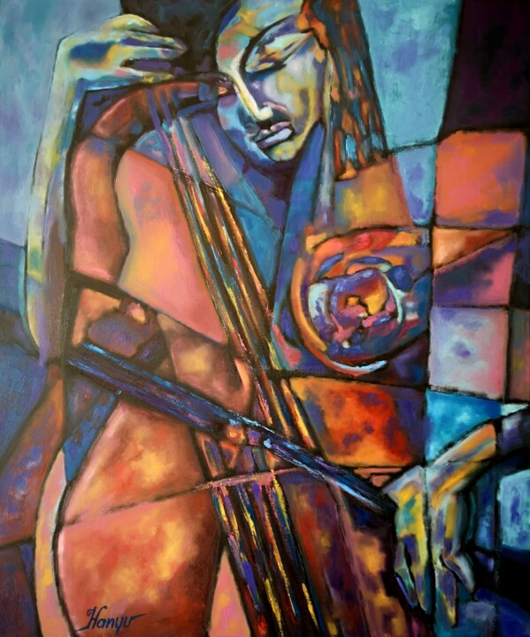 Painting titled "Symphonic, Andante" by Zsolt Hanyu, Original Artwork, Oil Mounted on Wood Stretcher frame