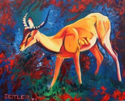 Peinture intitulée "Impala" par Carrie Everitt, Œuvre d'art originale, Huile