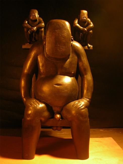 Sculpture titled "父与子" by Zu Guang Wu, Original Artwork