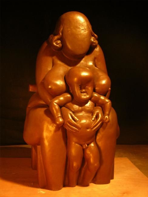 Sculpture titled "母与子" by Zu Guang Wu, Original Artwork