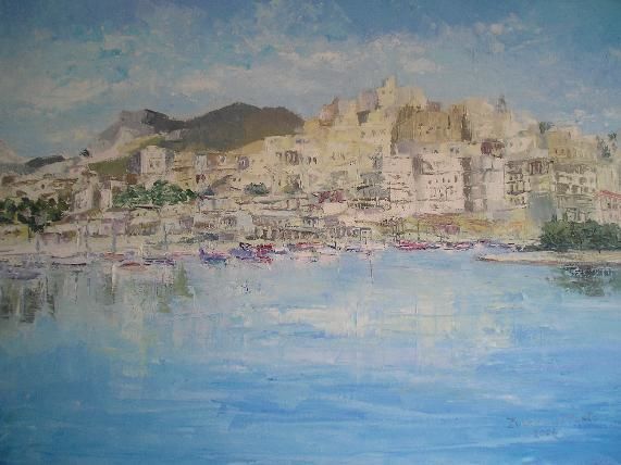 Pintura titulada "Paisaje Griego (mar…" por Zulema, Obra de arte original