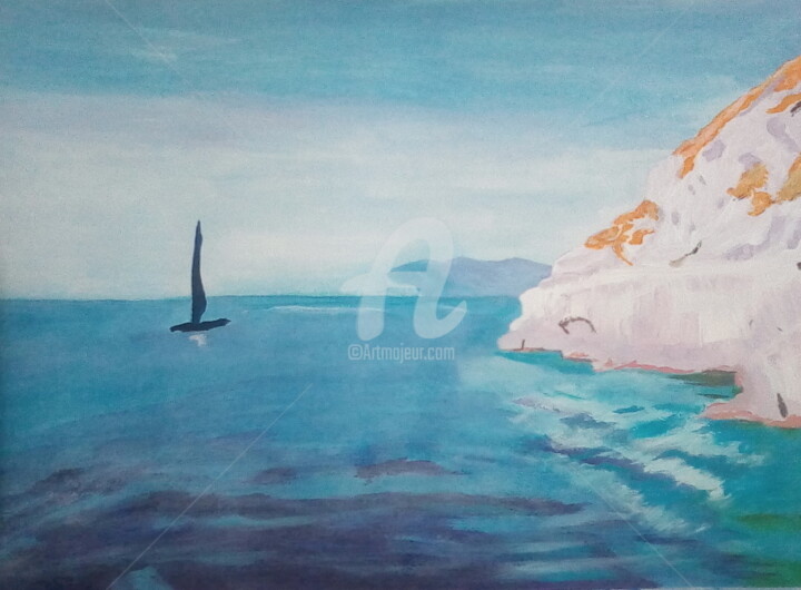 Картина под названием "Пейзаж 1." - Зумрад Аблакулова, Подлинное произведение искусства, Акрил