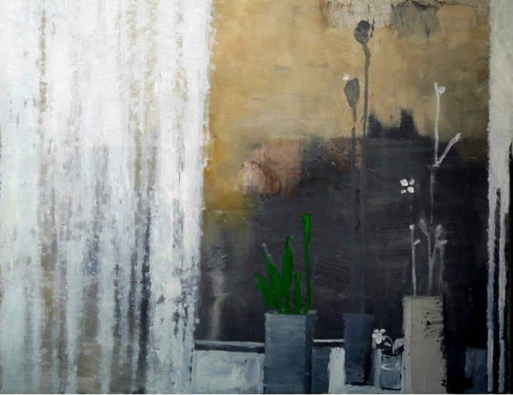 Painting titled "Still Life with Pla…" by Zurab Gikashvili, Original Art, Oil