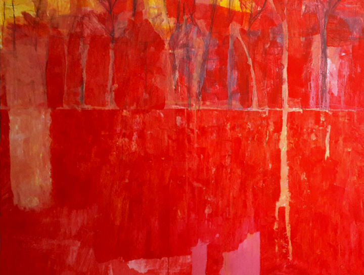 Painting titled "Red River" by Zurab Gikashvili, Original Artwork, Acrylic