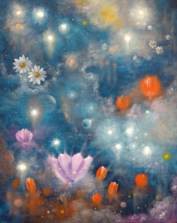 Pintura titulada "The universe is blo…" por Zuzana Šmehylová, Obra de arte original, Oleo