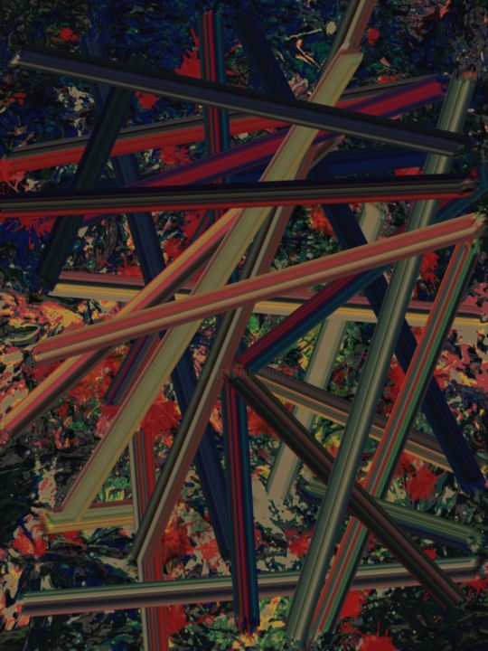 Peinture intitulée "Mikado" par Zykram, Œuvre d'art originale,