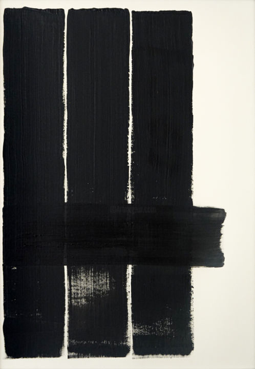 Peinture intitulée "lignes noires" par Zyrko, Œuvre d'art originale, Huile