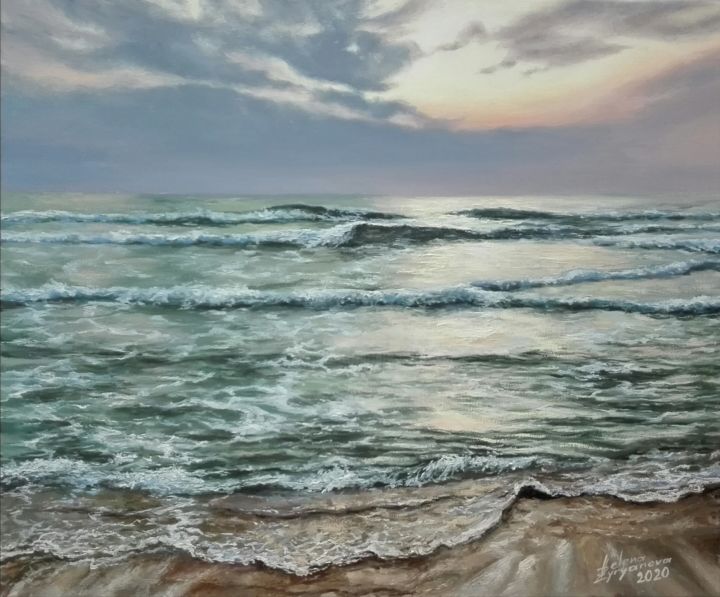 Картина под названием "Sea" - Helena Zyryanova, Подлинное произведение искусства, Масло