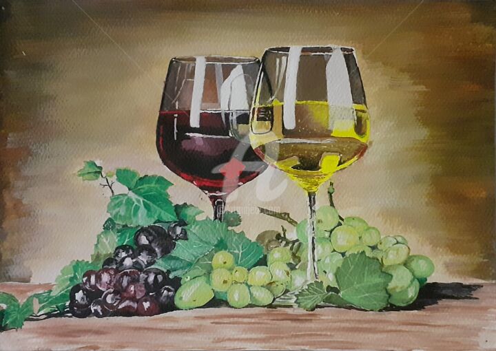 Painting titled "Grapes" by Zyyen Studio, Original Artwork, Acrylic