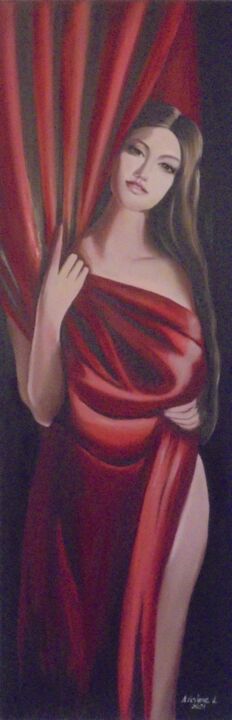 Painting titled "SHYNESS 2" by Liubov Aristova, Original Artwork, Oil