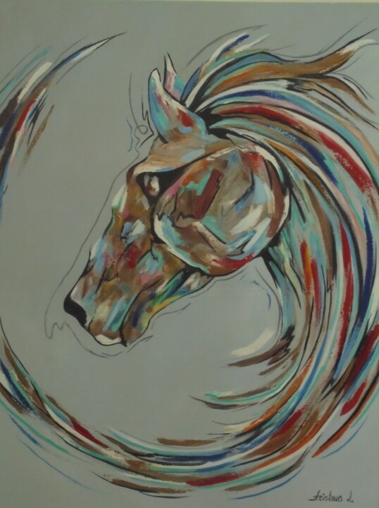 "HORSE POPART" başlıklı Tablo Liubov Aristova tarafından, Orijinal sanat, Petrol