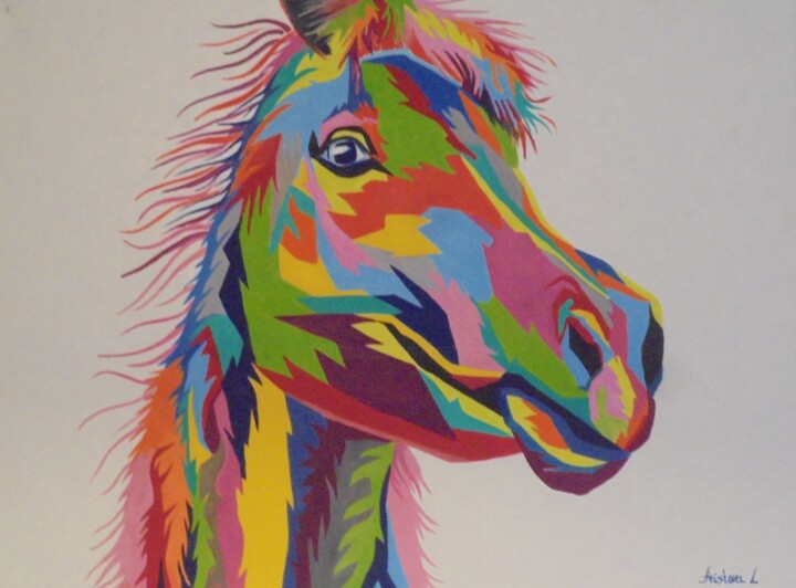 Peinture intitulée "PONY POPART" par Liubov Aristova, Œuvre d'art originale, Huile