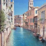 Painting titled "Canal. Venice" by Vasily Gribennikov, Original Artwork, Oil Mounted on Wood Stretcher frame