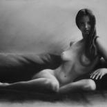 Рисунок под названием "Обнаженная на диване" - Олег Попов, Подлинное произведение искусства