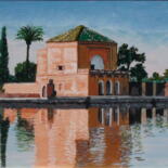 Peinture intitulée "La Ménara de Marrak…" par Abderrahim El Moujaouid, Œuvre d'art originale, Acrylique Monté sur Châssis en…