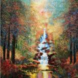 Malerei mit dem Titel "Fascinated fall" von Abhishek Singh, Original-Kunstwerk, Acryl