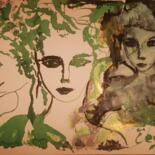 Dessin intitulée "Les 3 fées" par Abricodéal Îles, Œuvre d'art originale, Encre Monté sur Carton
