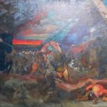 Painting titled "L'invasion Mongole…" by Adam Lobazanov, Original Artwork, Oil