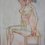 Painting titled "Tú desnudo" by Adriana Betancourt, Original Artwork, Charcoal