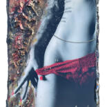 Collages getiteld "Red String Dreams" door Adriano Cuencas, Origineel Kunstwerk, Collages