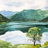 Painting titled "Le Lac de Saint Gué…" by Adyne Gohy, Original Artwork, Watercolor