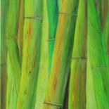 Painting titled "Les bambous" by Anne Garnier, Original Artwork
